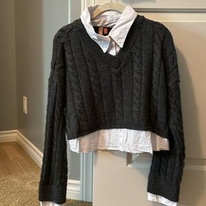 Pilcro twofer cropped sweater